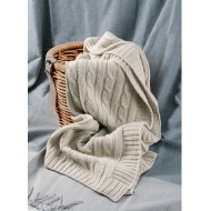 Manta mixta lana punto trenzadobeige ,tamaño 120 x 180 cms